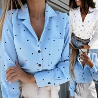 ladies shirt turn down collar bluewhite all match fashion women lapel blouse blouse for outdoor