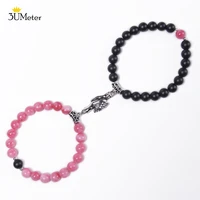 3umeter 2pcsset couple bracelet magnet 8mm strench natural stone beads bracelets meaningful lover jewelry gift valentines day