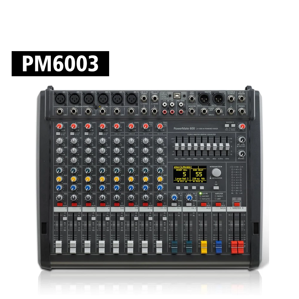

Dynacord PowerMate 600-3 6‑Channel Compact Power‑Mixer Double DSP Effector Stage Controller 6Channel Professional Audio Mixer