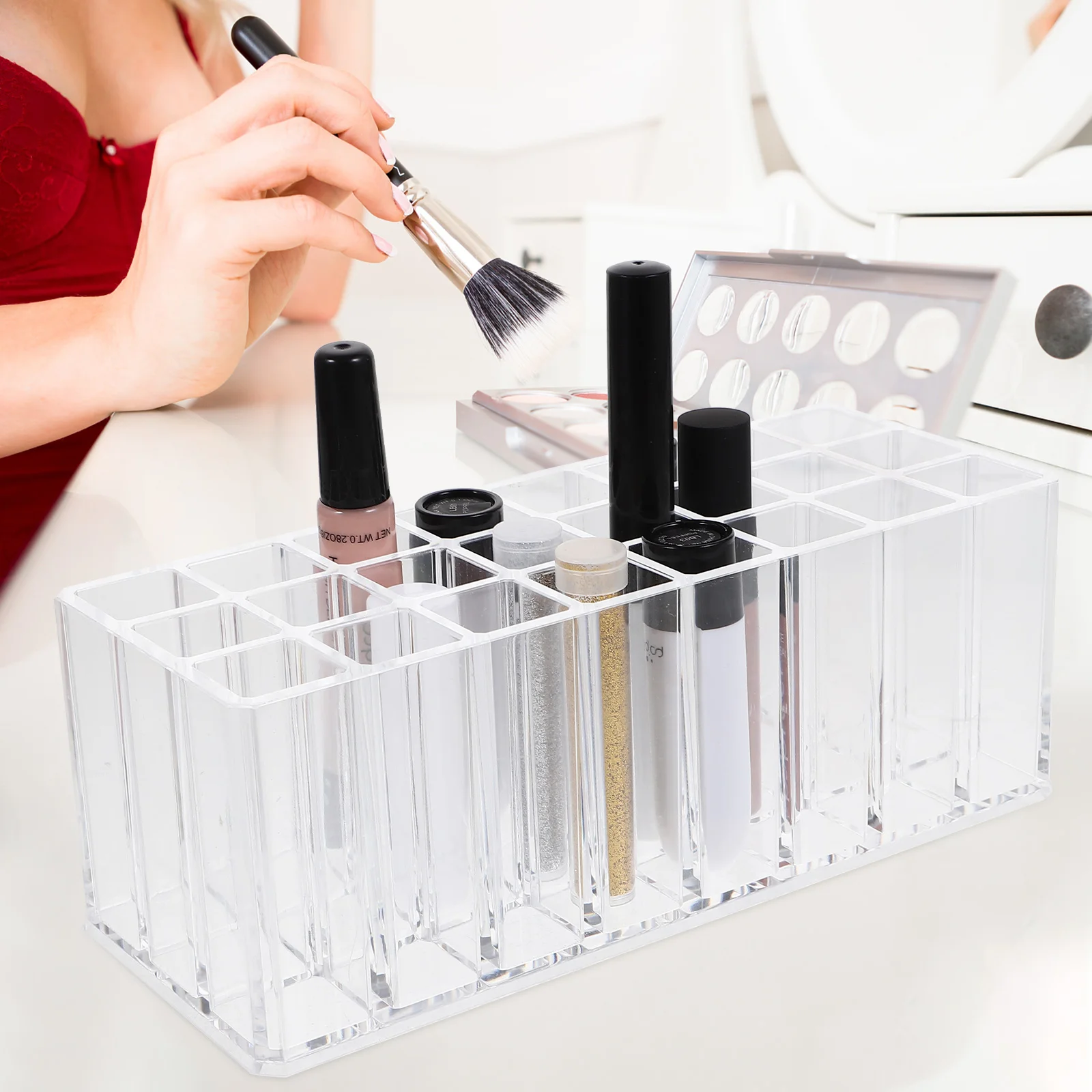 

Large-capacity Makeup Brush Holder Versatile Pen Holder Compartment Clear Pen Holder