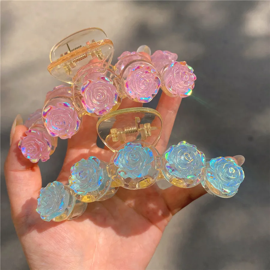 Розовый синий зажим для волос женщин акриловый цветок корейский ручной работы