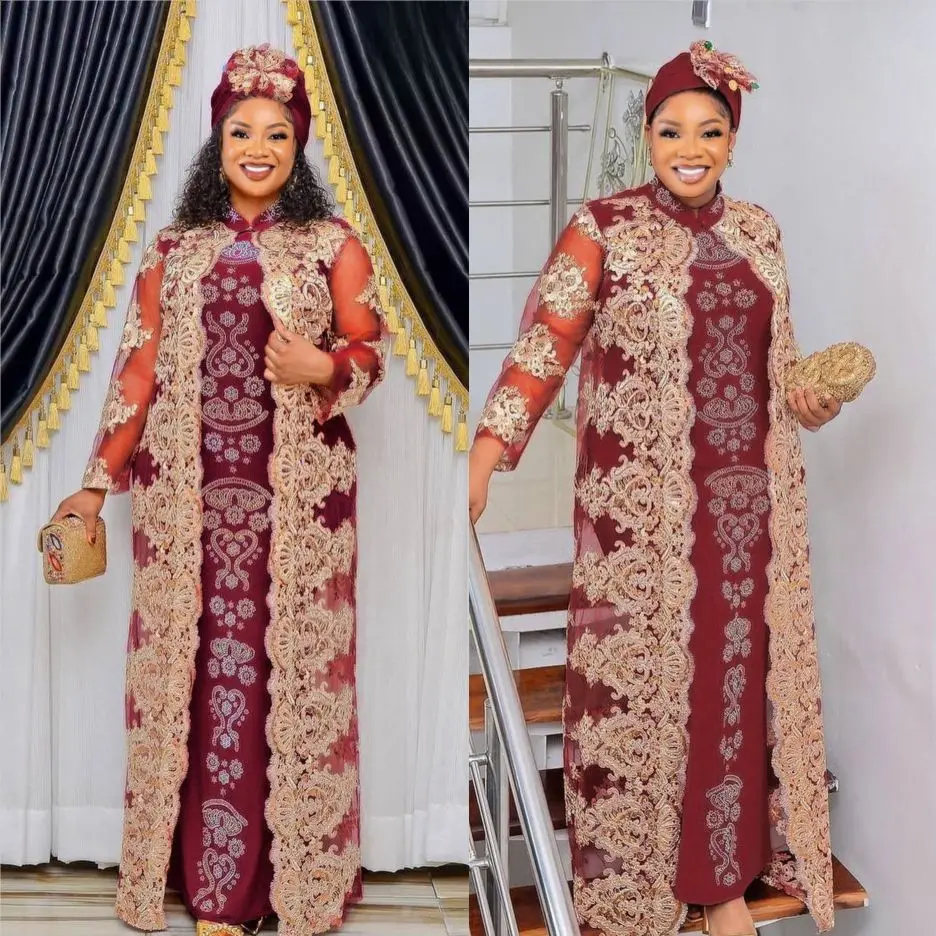 

Summer African Women Long Sleeve Polyester O-neck Long Dress Maxi Dress Dashiki African Clothes African Dresses for Women
