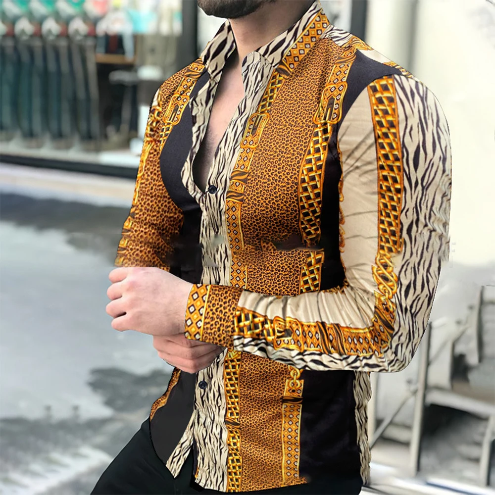 

Men's Business Dress Shirts Black Gold Long Sleeve Formal Button-Down Collar Social Slim Fit Shirt Spring Man Casual Blouse A50