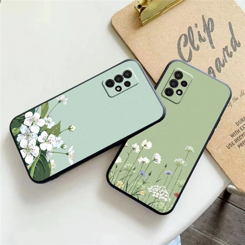 

Watercolor Painting Flowers And Plants Phone Case For Samsung Galaxy A32 4G 5G A51 4G 5G A71 4G 5G A72 4G 5G Liquid Silicon
