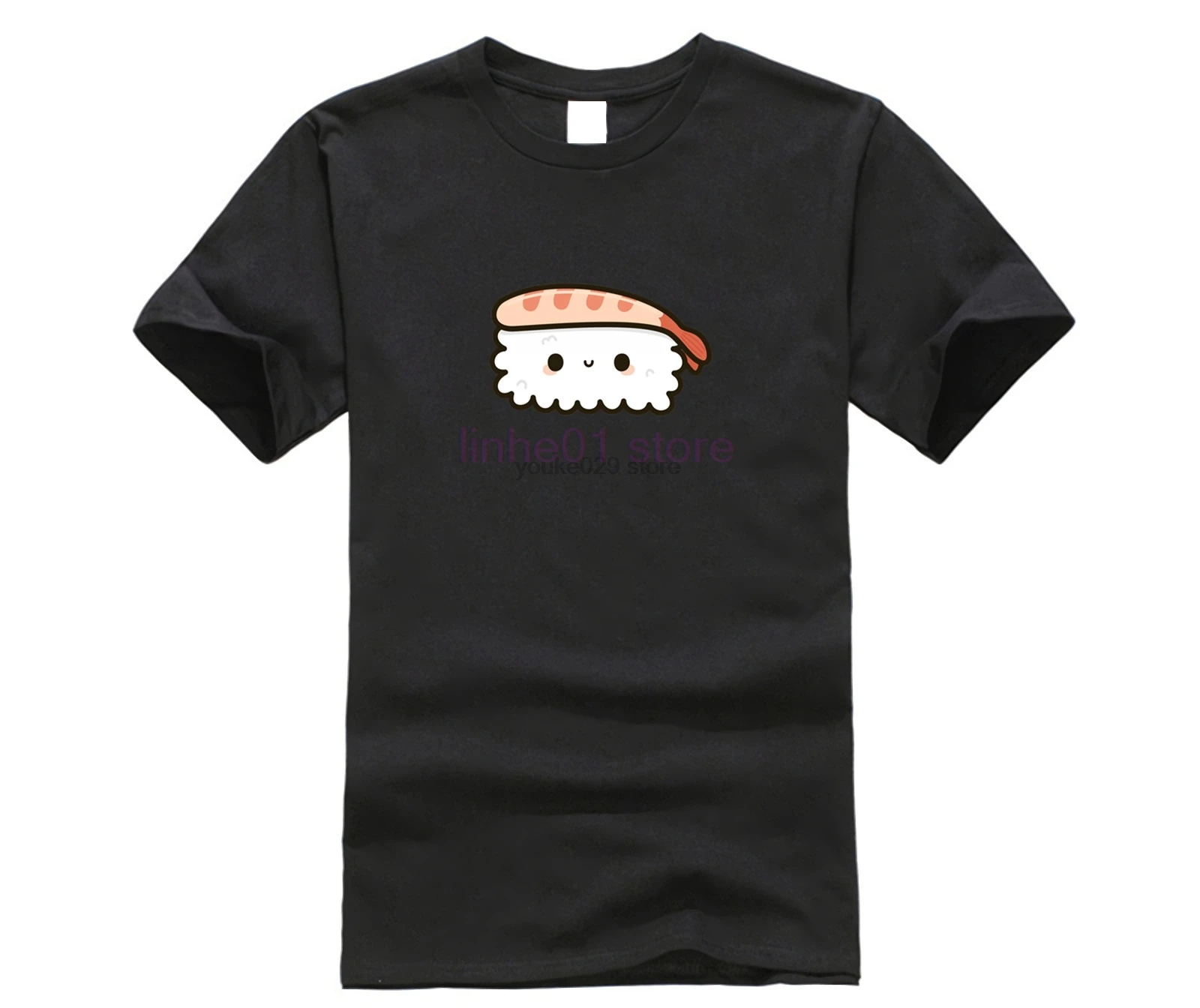 

Cute Prawn Sushi t-shirt Cotton t-shirt Youth Trend men's short-sleeved t-shirt