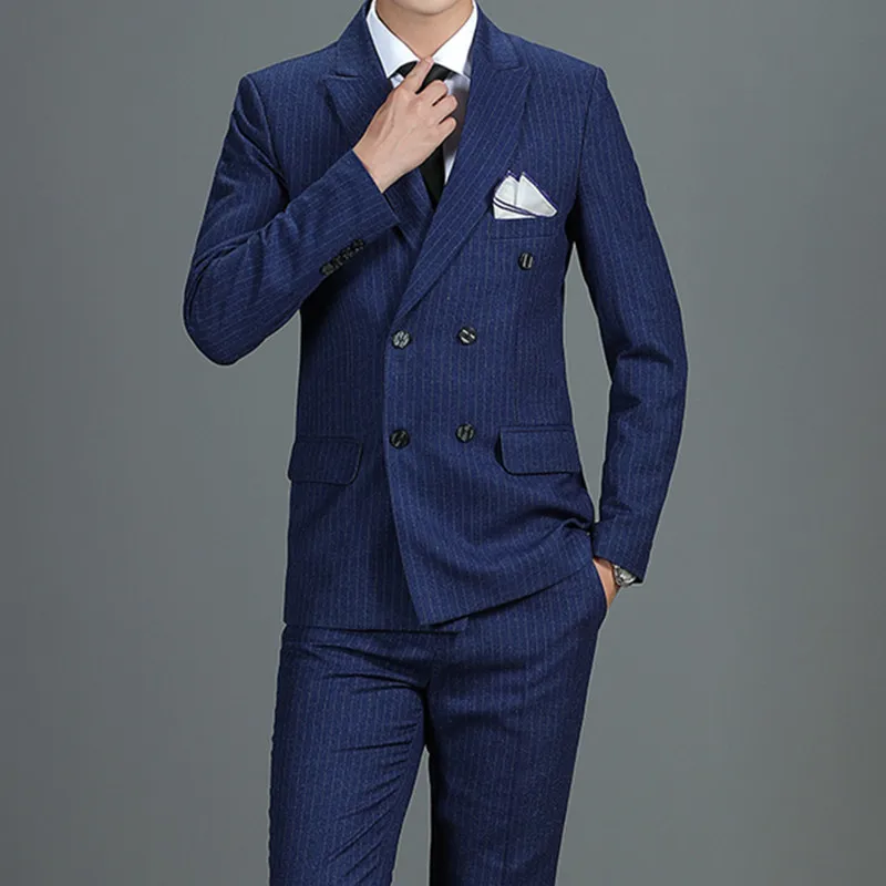 Блейзер жилет брюки Британский мужской костюм из трех предметов приталенный для