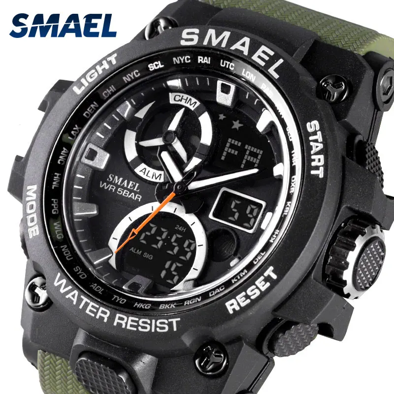 Часы Smael мужские наручные спортивные, модные брендовые, в стиле милитари, S Shock, водонепроницаемость 50 м
