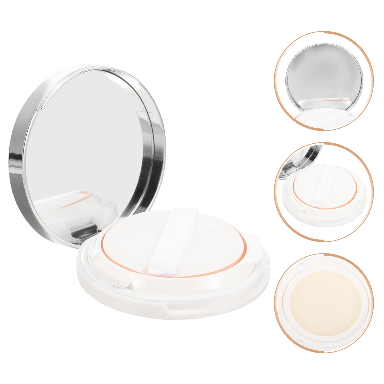 Фото Набор из 2-х пустых футляров для тонального крема/пудры, многоразовые, легкие, портативные, с аппликатором, для путешествий №1