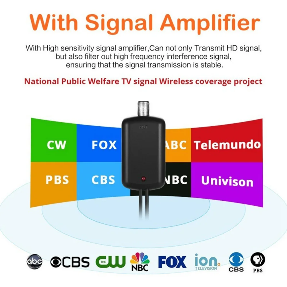 

4K Digital Antenna HDTV Aerial Indoor Amplified Antenna 1500 Miles HD 1080P TV Local Channels Broadcast Signal Receiver
