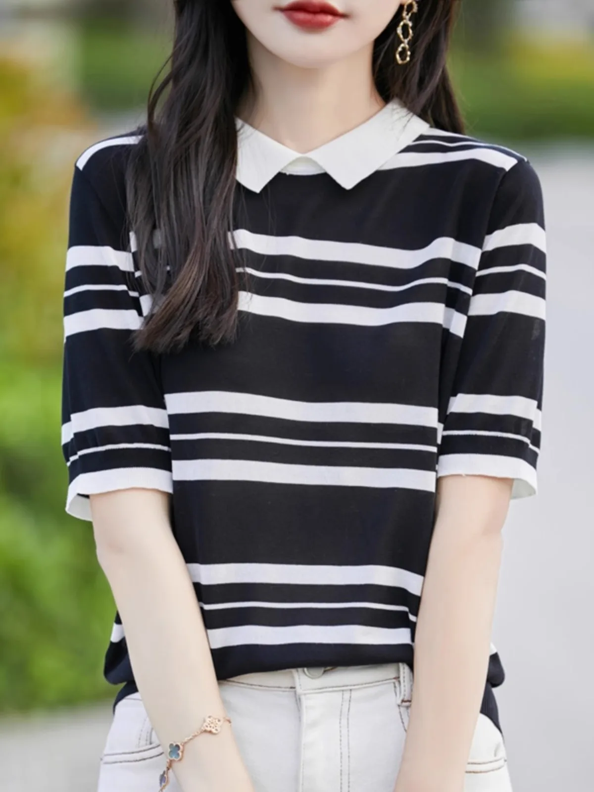 Женская Летняя трикотажная футболка из вискозы с коротким рукавом