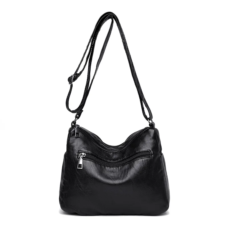 Women'S Soft Shoulder Bags Middle-Aged Elderly Messenger Crossbody Bags Pu Leather Women Mother Bag Multipocket Purse Handbags