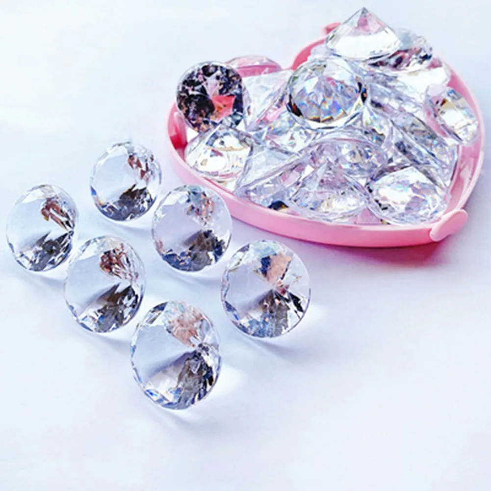 

Home Acrylic Crystal Venue Decorations 100× 20MM Crystal Gems Faux Diamond Filler Props Party Favors Treasure Chest Pirate