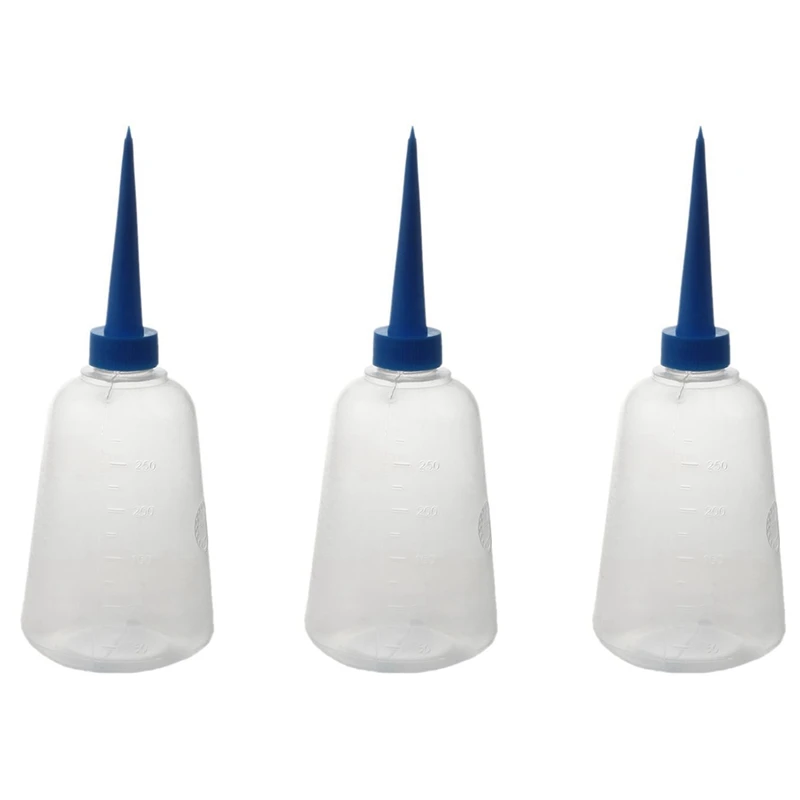 

3X, 250Ml Clear White Blue Plastic Liquid Glue Applicator Bottle