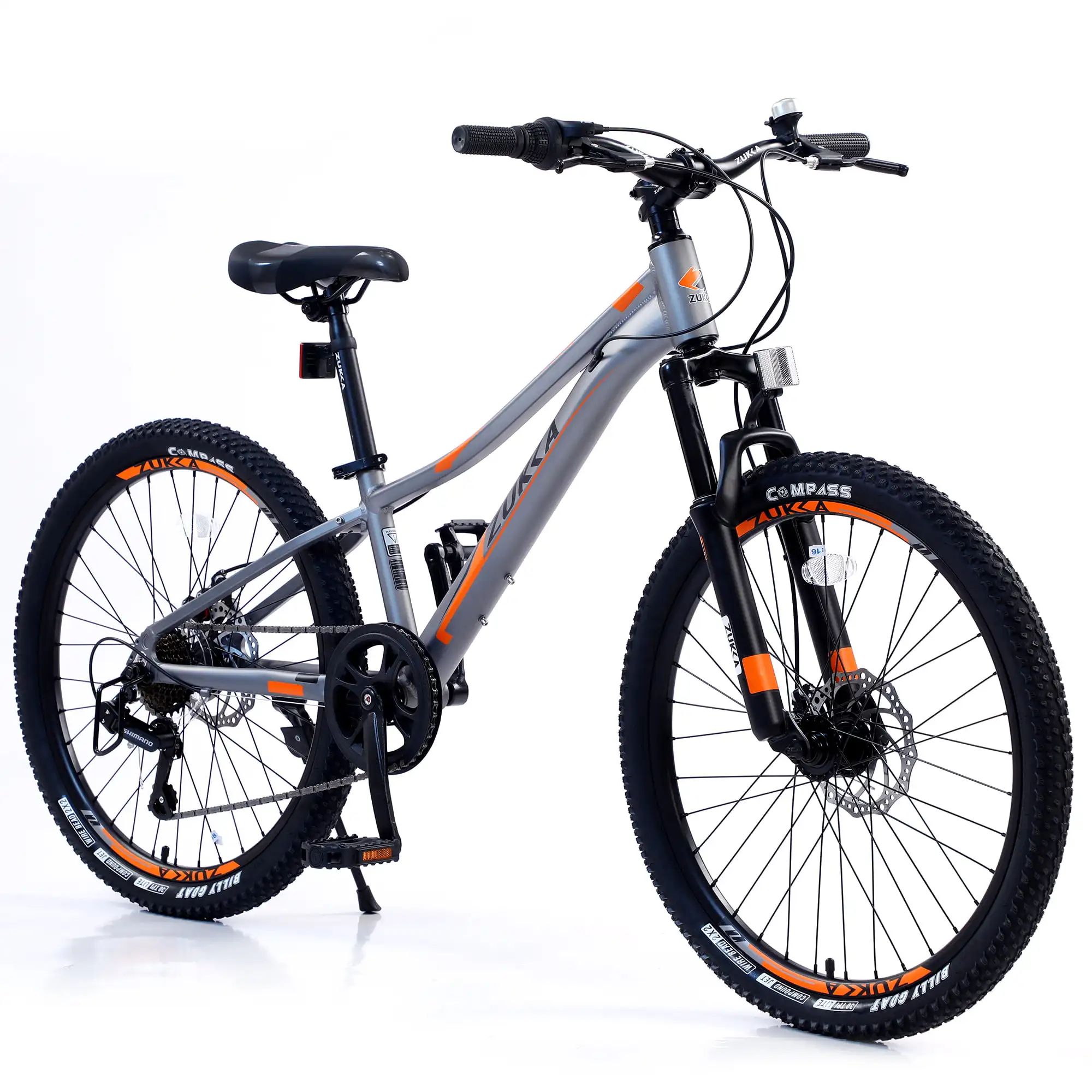 

24” Mountain Bike Aluminum Alloy Frame 7 Speed Silver for Unisex Students
