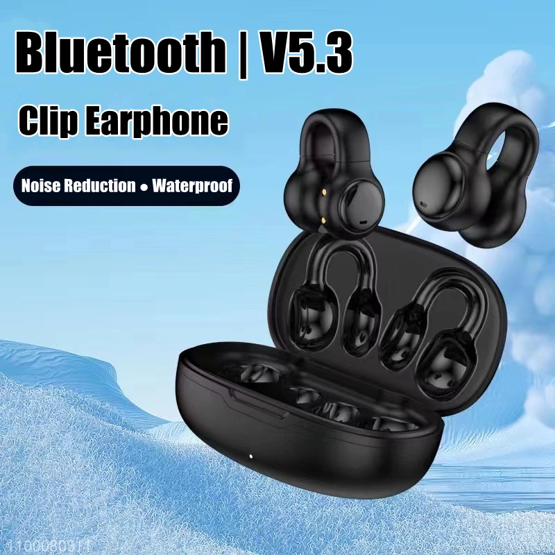 

2023 New TWS Bluetooth 5.3 Wireless Earphone Clip-on Painless Sports Headphones Waterproof Noise Canceling Gaming Headset