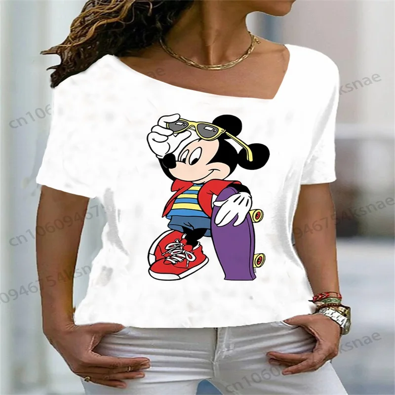 Disney  Y2k Woman T-shirts for Women Tops Princess Elsa Women's T-shirt Yk2 Crop Top Female Vintage Y 2k Harajuku Korean Fashion