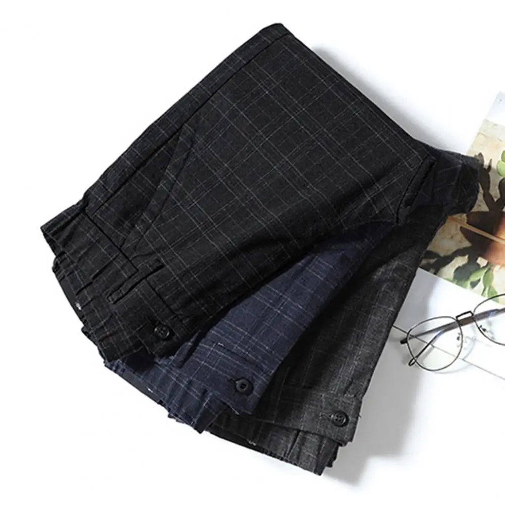 

Spring Men Pants Breathable Comfortable Men's Plaid Slim-fit Pants Soft Texture Elasticity Spring Style Trendy Men Pants
