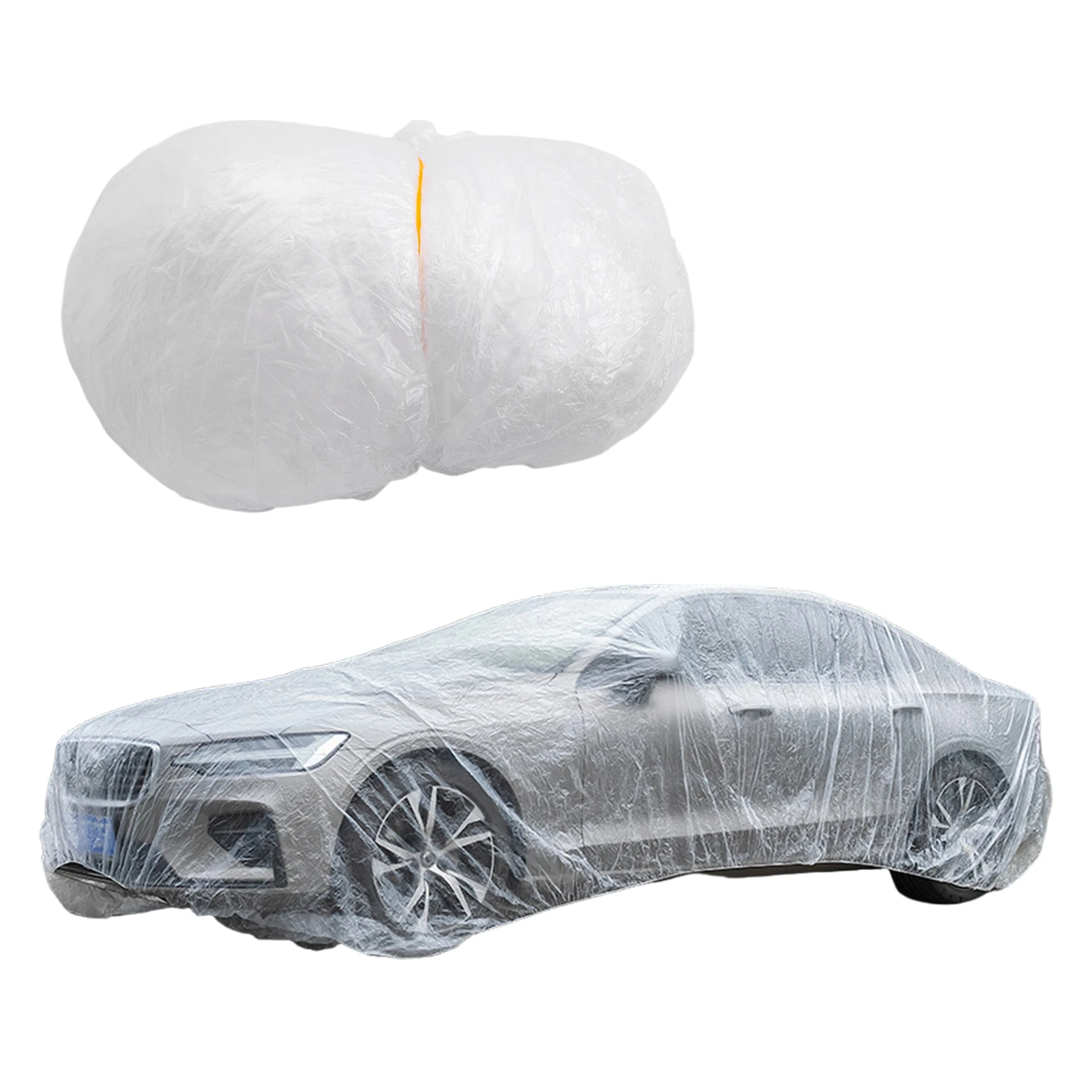 

Disposables Car Cover With Elastic Band PE Plastics Clear Full Car Protective Shield Waterproof Dustproof Scratch-Proof