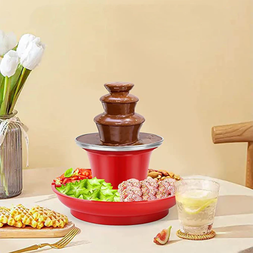 

3 Layer Electric Chocolate Fondue Fountain DIY Handmade with Fruits/Nuts/Treats Serving Tray 35W for Weddings Birthday Parties