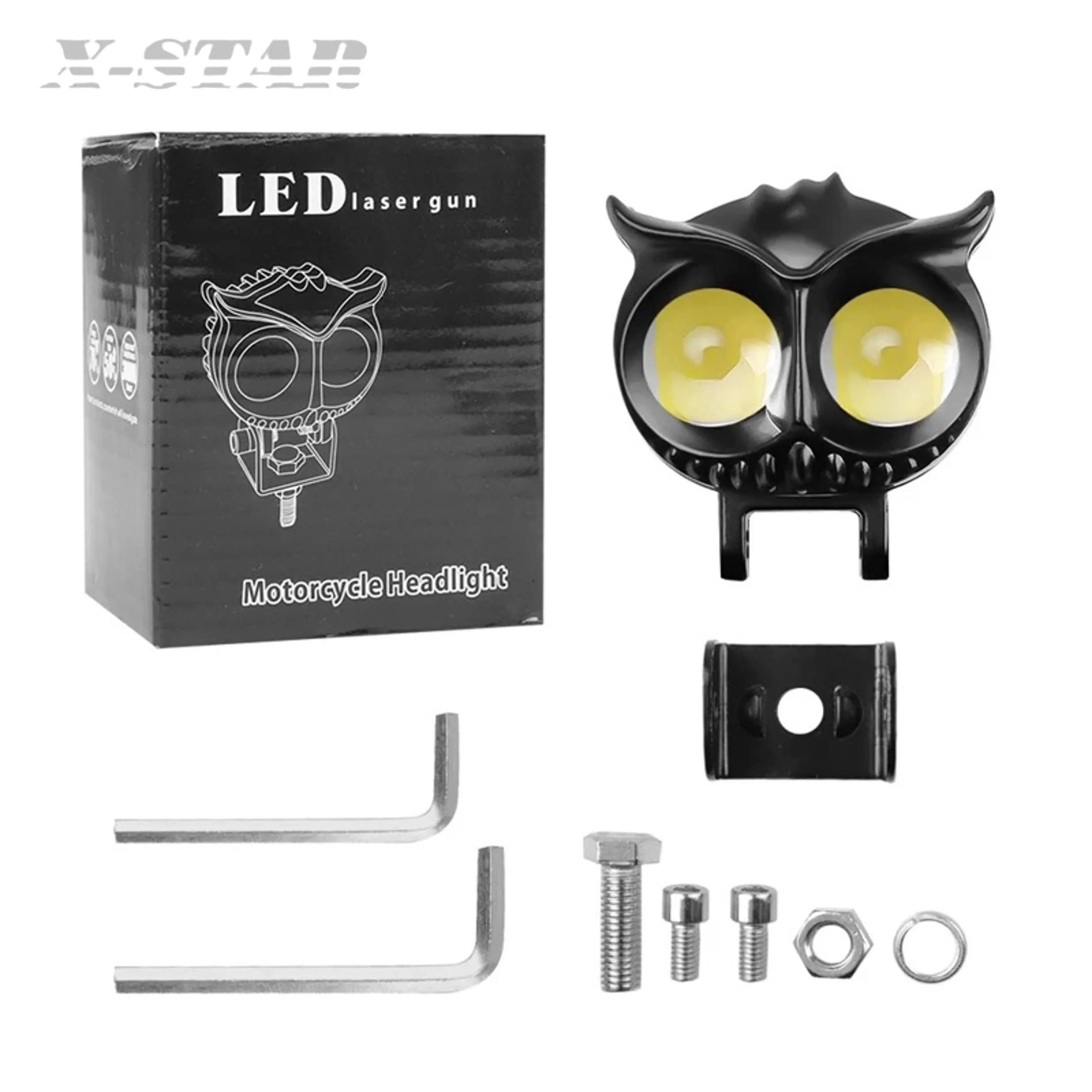 X-star Motorcycle LED Spotlight Headlight Spot Fog Dual Colour LED Lens Hi/Low Beam Driving Lights Auxiliary Light 9-30V