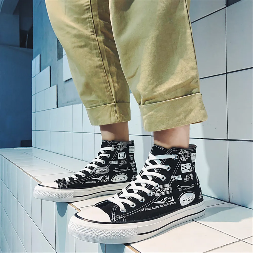 

WSNG Breathable High-top Wear-resistant Canvas Shoes Non-slip Student Shoes All-match Men's Shoes Trendy Casual Shoes Loisirs