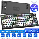 Комплект клавиатуры FEKER IK75 RGB, клавиатура с поддержкой Bluetooth 5,0, Двухрежимная, монтажная пластина, чехол, механическая клавиатура, индивидуальный комплект