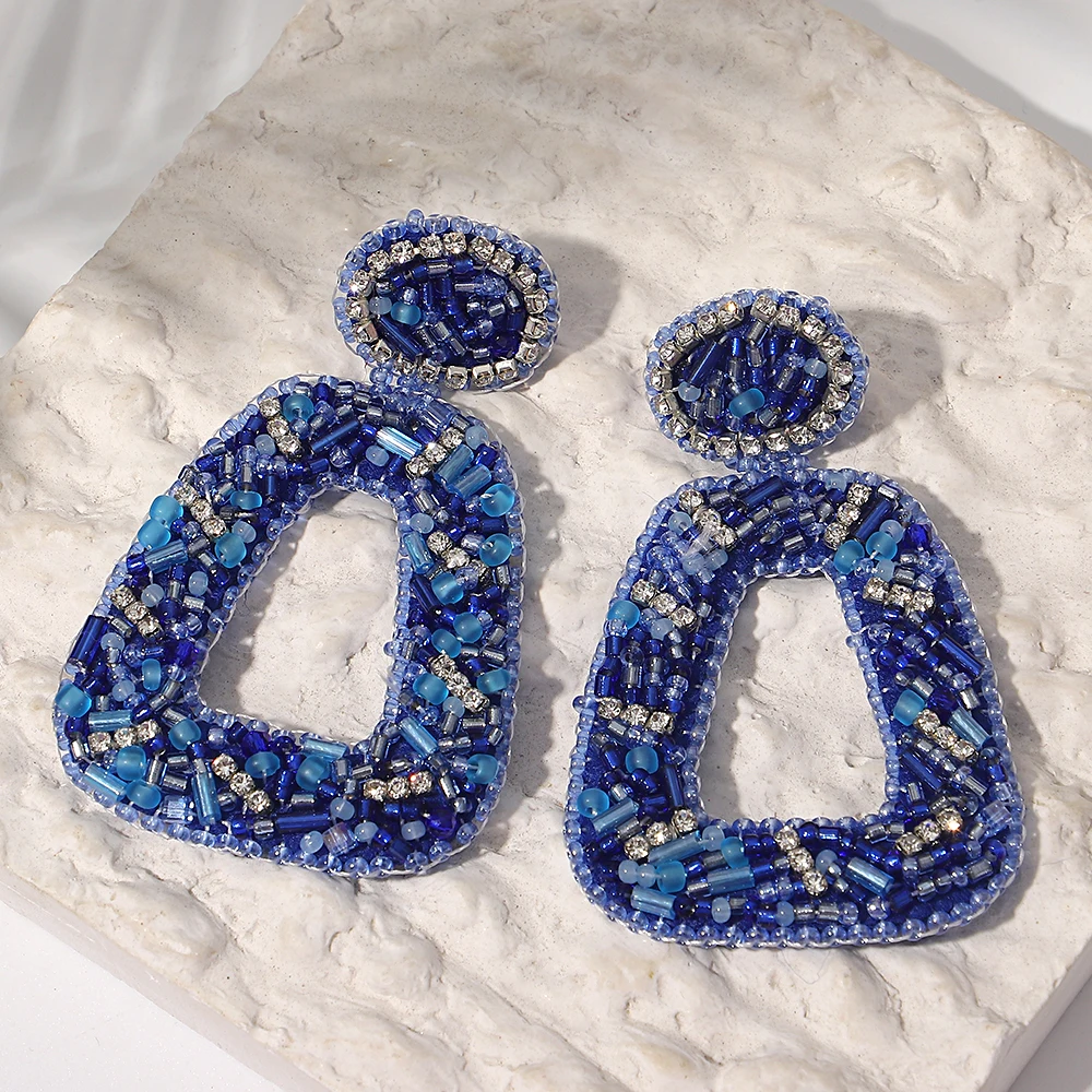 Женские серьги-подвески AENSOA яркие трапециевидные висячие серьги ручной работы с