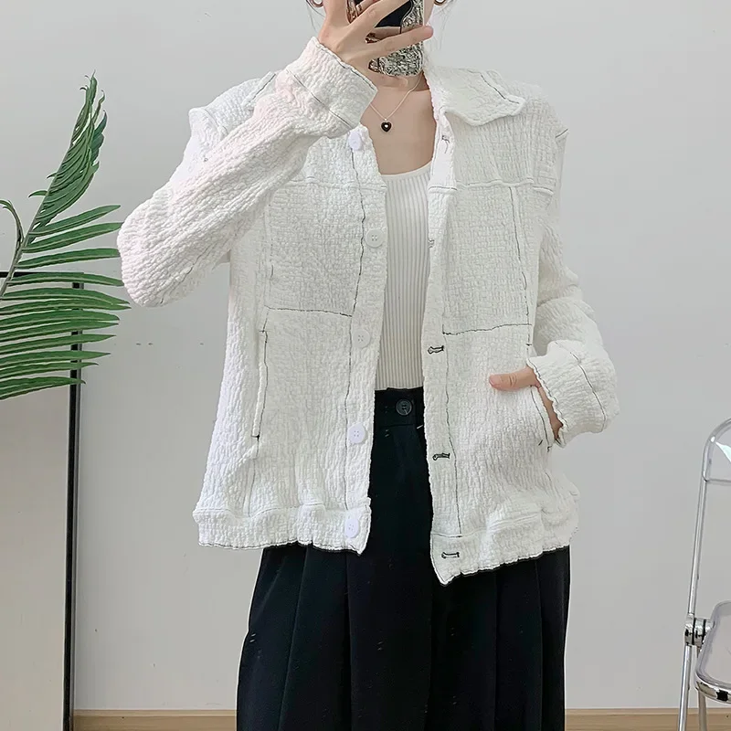 Плиссированная куртка со складками весна 2024 новый стиль дизайн чувственное