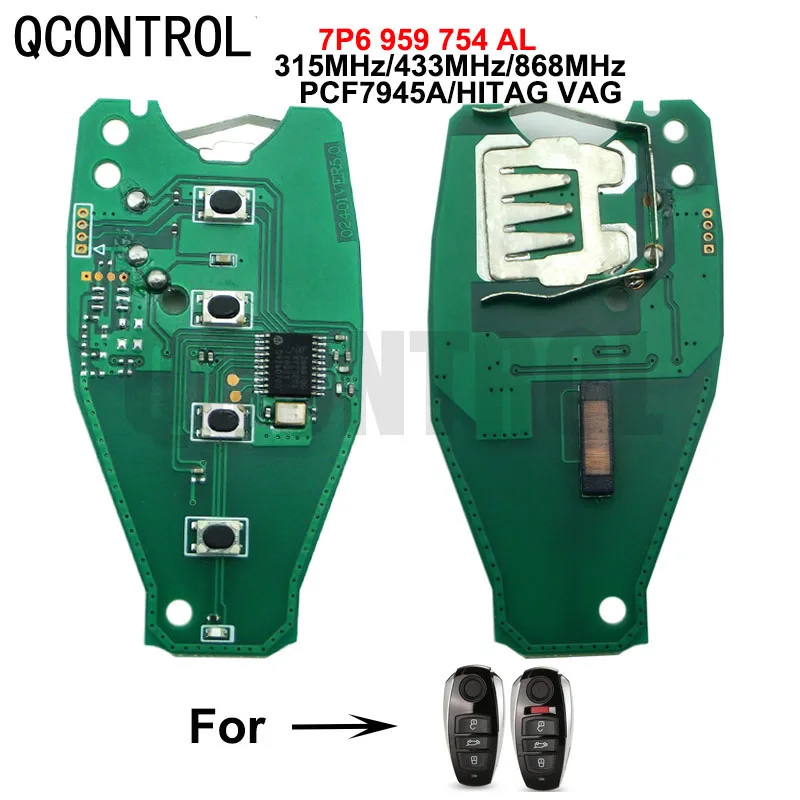 

QCONTROL Car Remote Key Electronic Circuit Board for 315/ 433/ 868MHz ID46 PCF7945/7953 Chip for Volkswagen Touareg 2010-2014