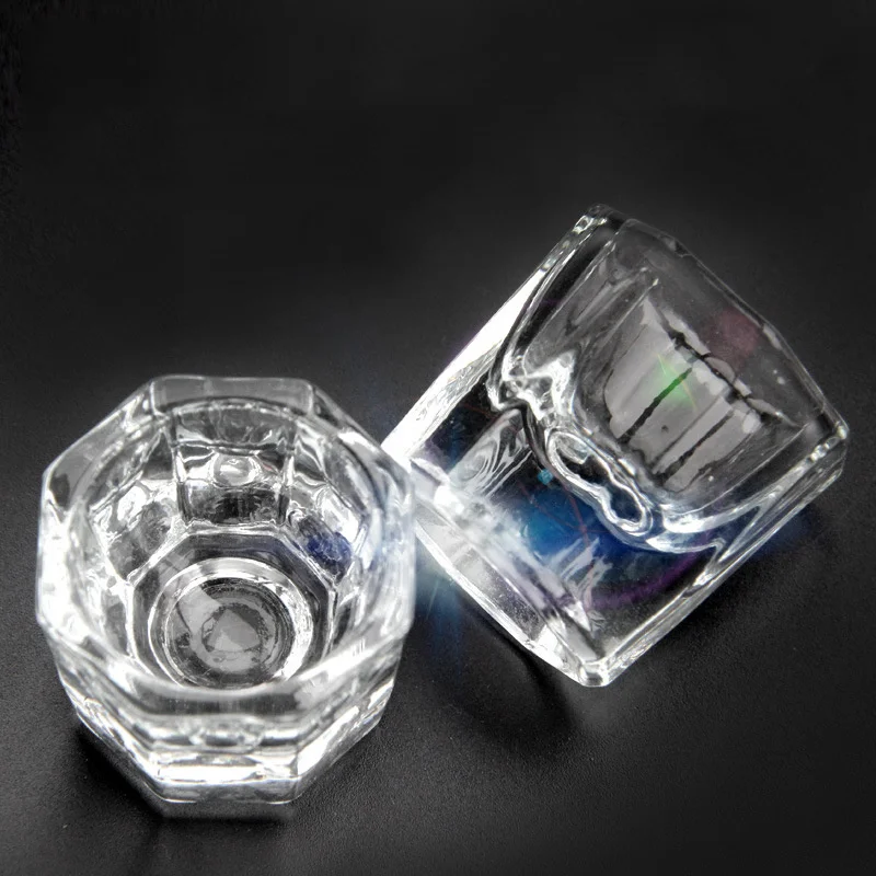 

2pcs Manicure Crystal Cup Container Cleaning Nail Brushes for Nail Powder Blending Glass Cups Nails Art Tool