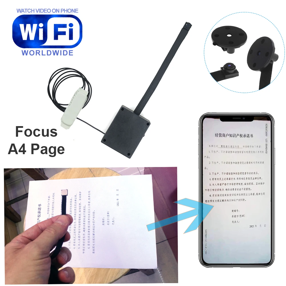 WiFi IP Camera With Long Flexible Lens Build-in Battery And Focus A4 Page Can Read Beautifully