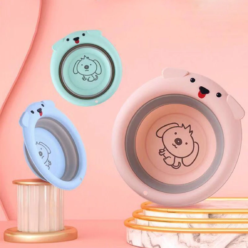 

Newborn Bathtubs Baby Basin Cute Folding Portable Basin Infant Shower Tubs Silicone Washing Kids Eco-friendly Thicken Washbasin