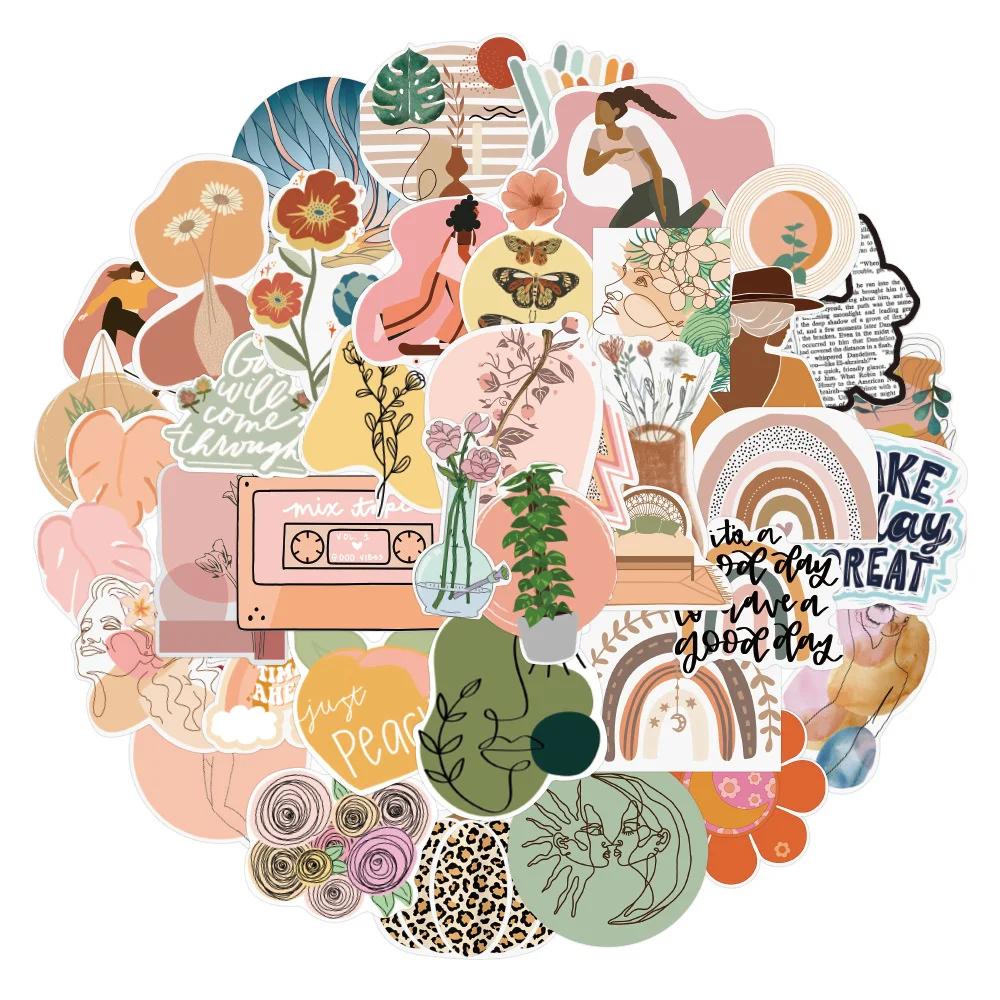 

10/30/50PCS Cartoon Boho Style Graffiti Stickers For Luggage Laptop iPad Skateboard Phone Guitar Notebook Sticker Wholesale