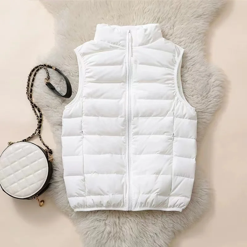 QAZIQILAND Womens Packable Ultra Lightweight 90% Duck Down Puffer Vest 2023 Autumn Winter New Woman Sleeveless Portable Jacket