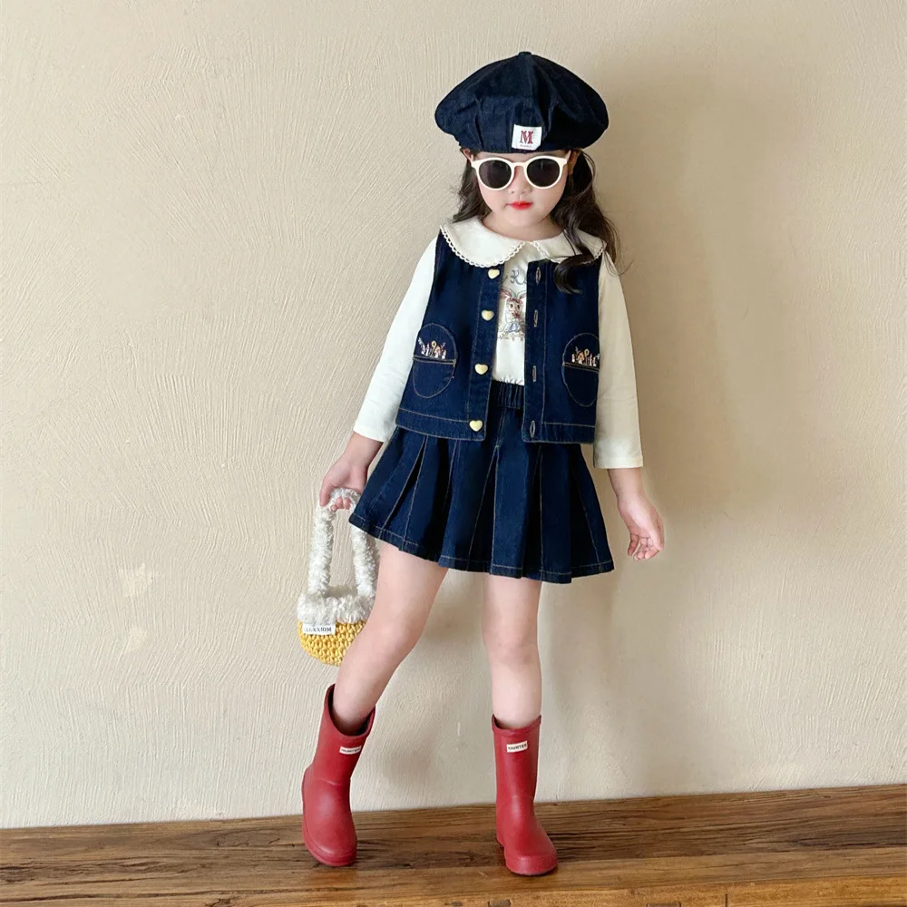 Комплект из двух предметов для девочек осень 2024 новый ковбойский жилет с