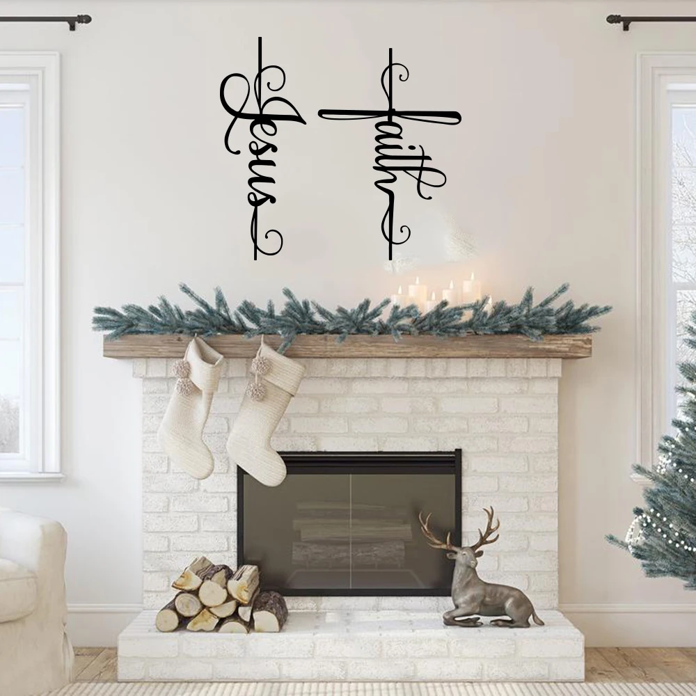 

Christian Faith Jesus Cross Wall Sticker Living Room Bedroom Religion Pray Church Inspiral Wall Decal Kitchen Vinyl Home Decor