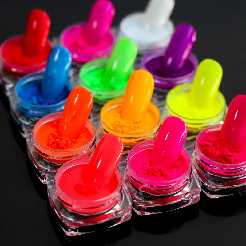 

1 Box Neon Pigment Powder Fluorescent Nail Glitter Set Shinny Ombre Chrome Dust DIY Gel Polish Manicure For Nails Art Decoration