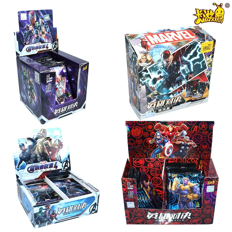 

Original KAYOU Marvel Cards Boxe Spider-man Iron Man Thor Movie Anime Peripheral Game Collection Card Hot Stamping Cool Kid Gift