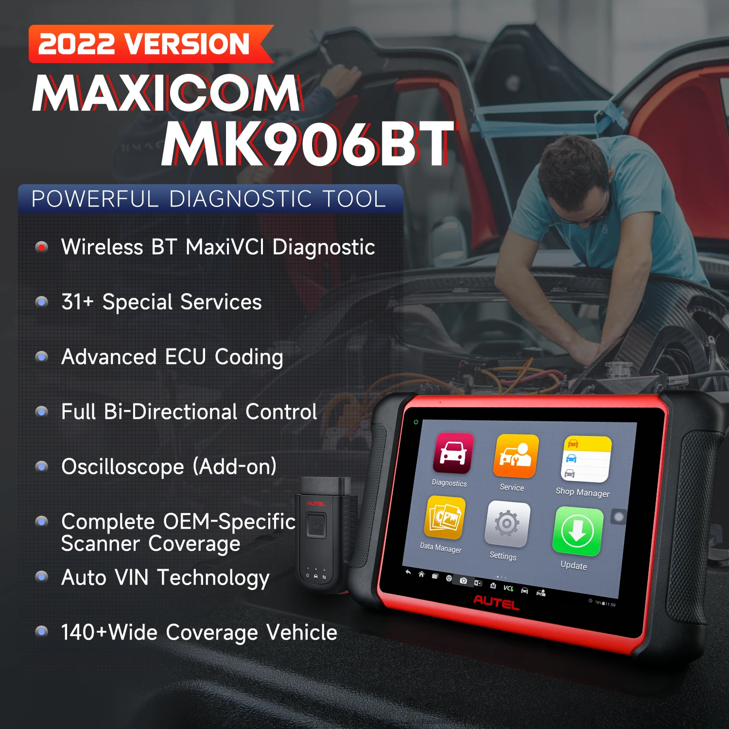 

Autel MaxiCOM MK906BT Auto Diagnostic Tool,ECU Coding,Bi-Directional VAG Guided,36 Services Functions Same as MK906Pro/MS906Pro