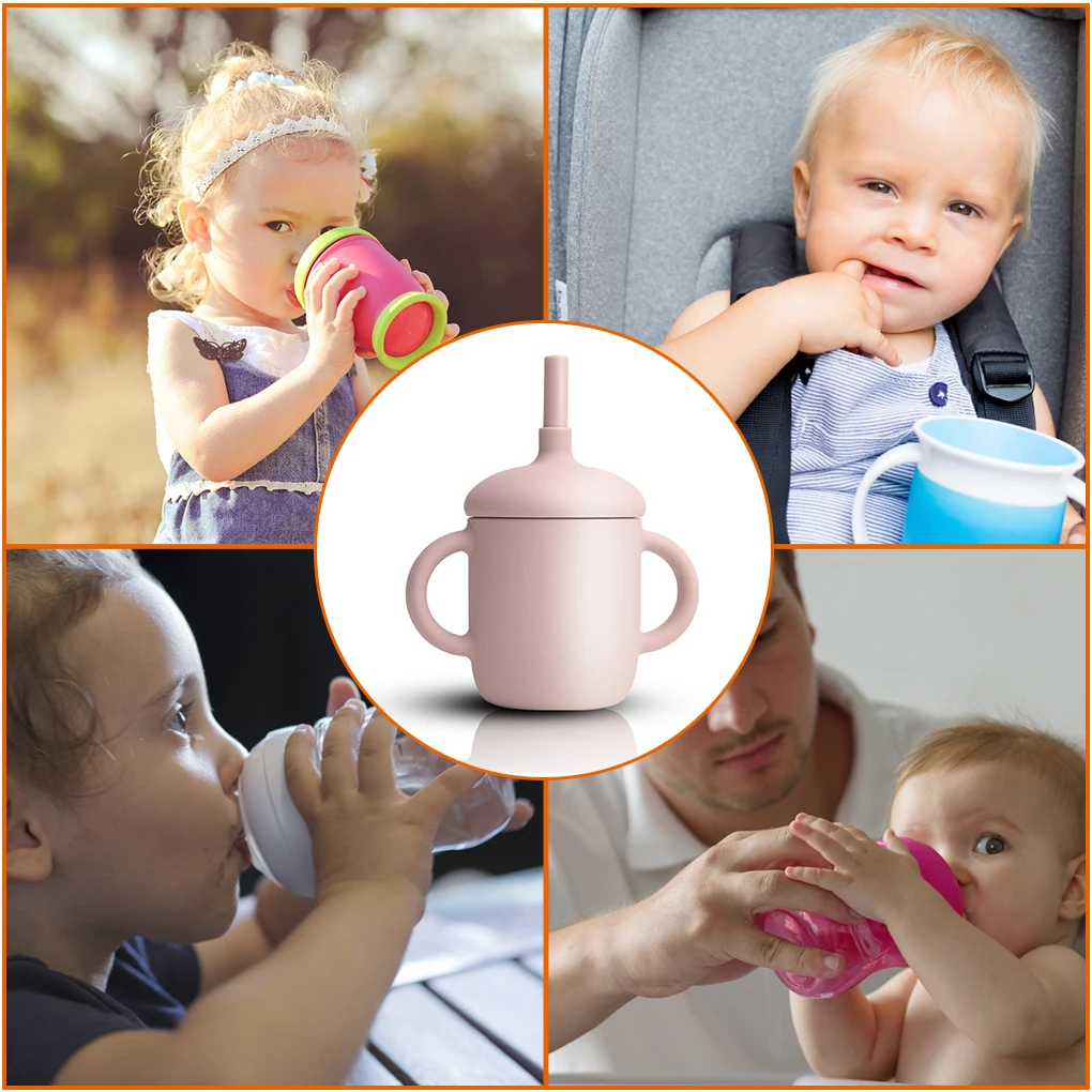 

150ml Baby Silicone Sippy Cups Training Water Bottle Portable Feeding Cups 2 Handles Snack Accessories Gifts Kids