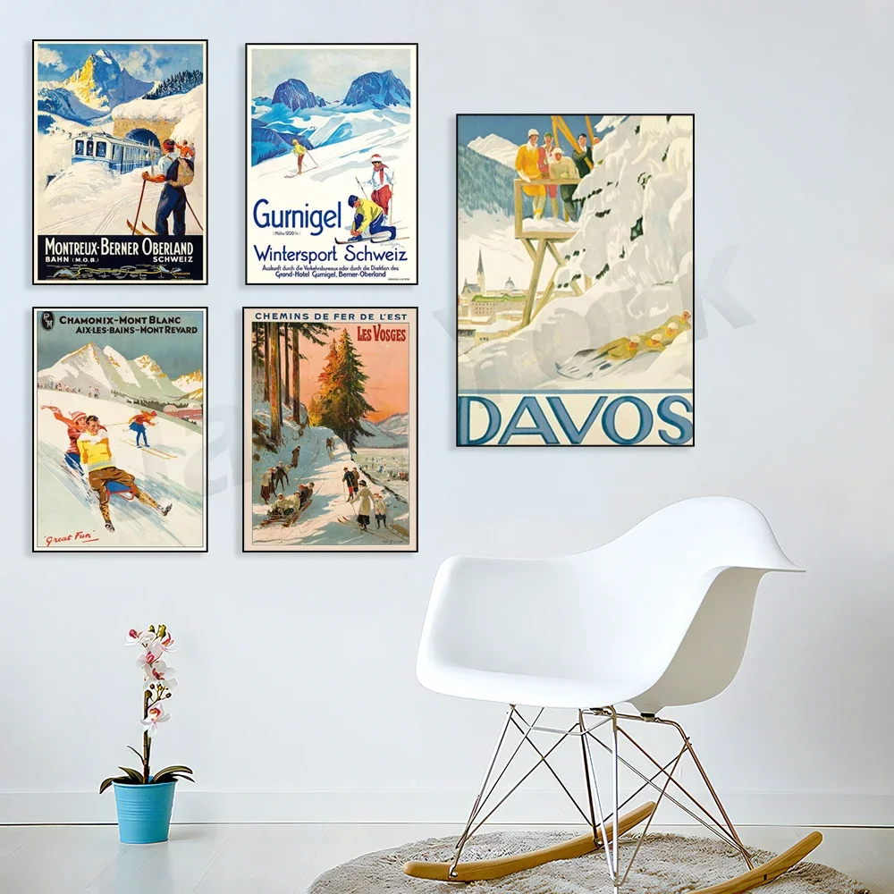 Kandersteg Switzerland -Artouste Cable Car - Ossau Valley Montreux-Oberland-Bernois MOB -Vintage Railway Poster