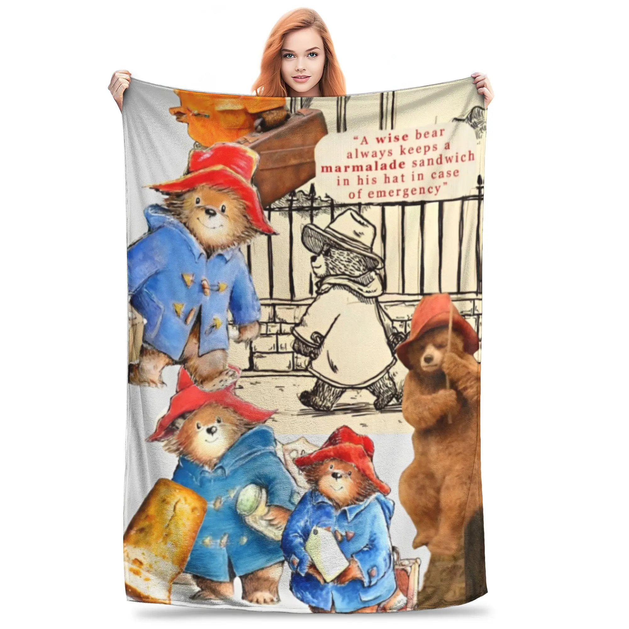 Одеяла с бурим медведем Великобритании Пиддингтона фланелевые милые мультяшные