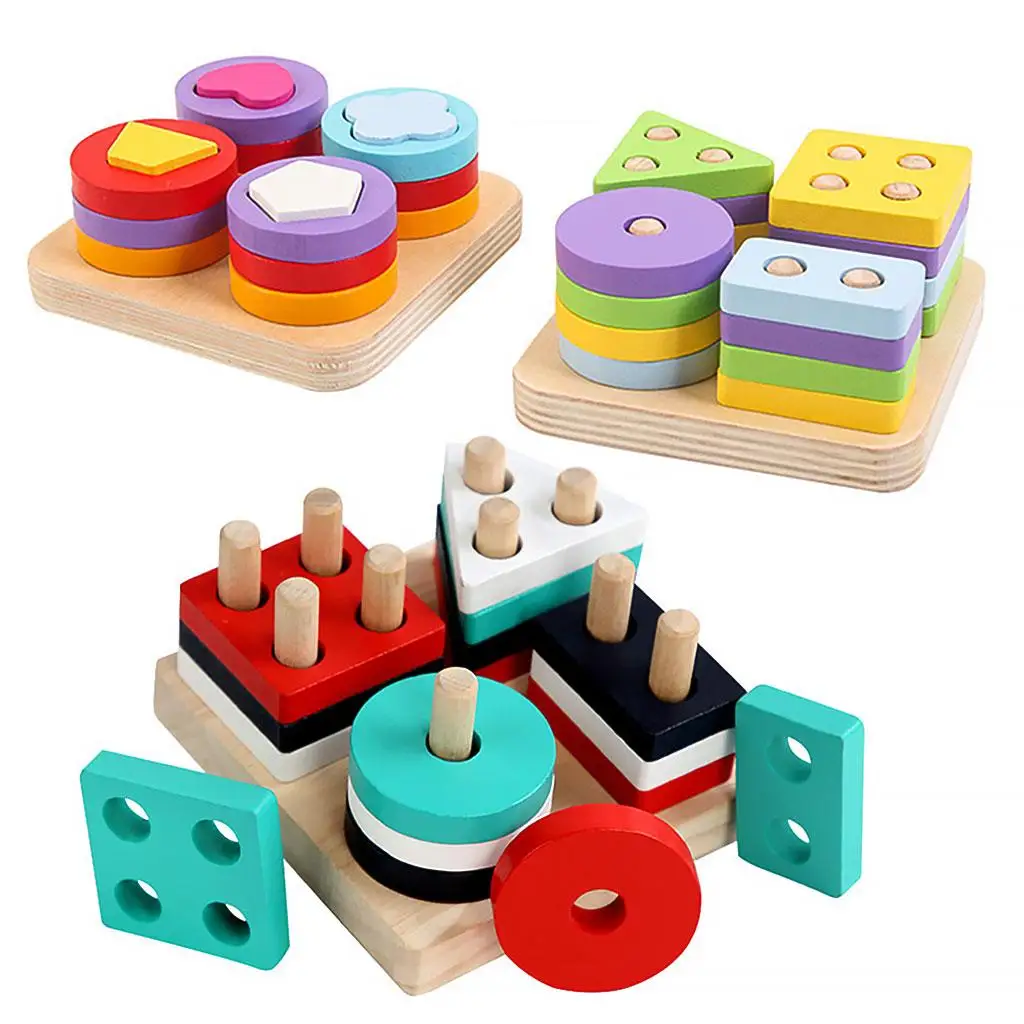 

Wooden Shape Matching Geometric Stacker Sensory Educational