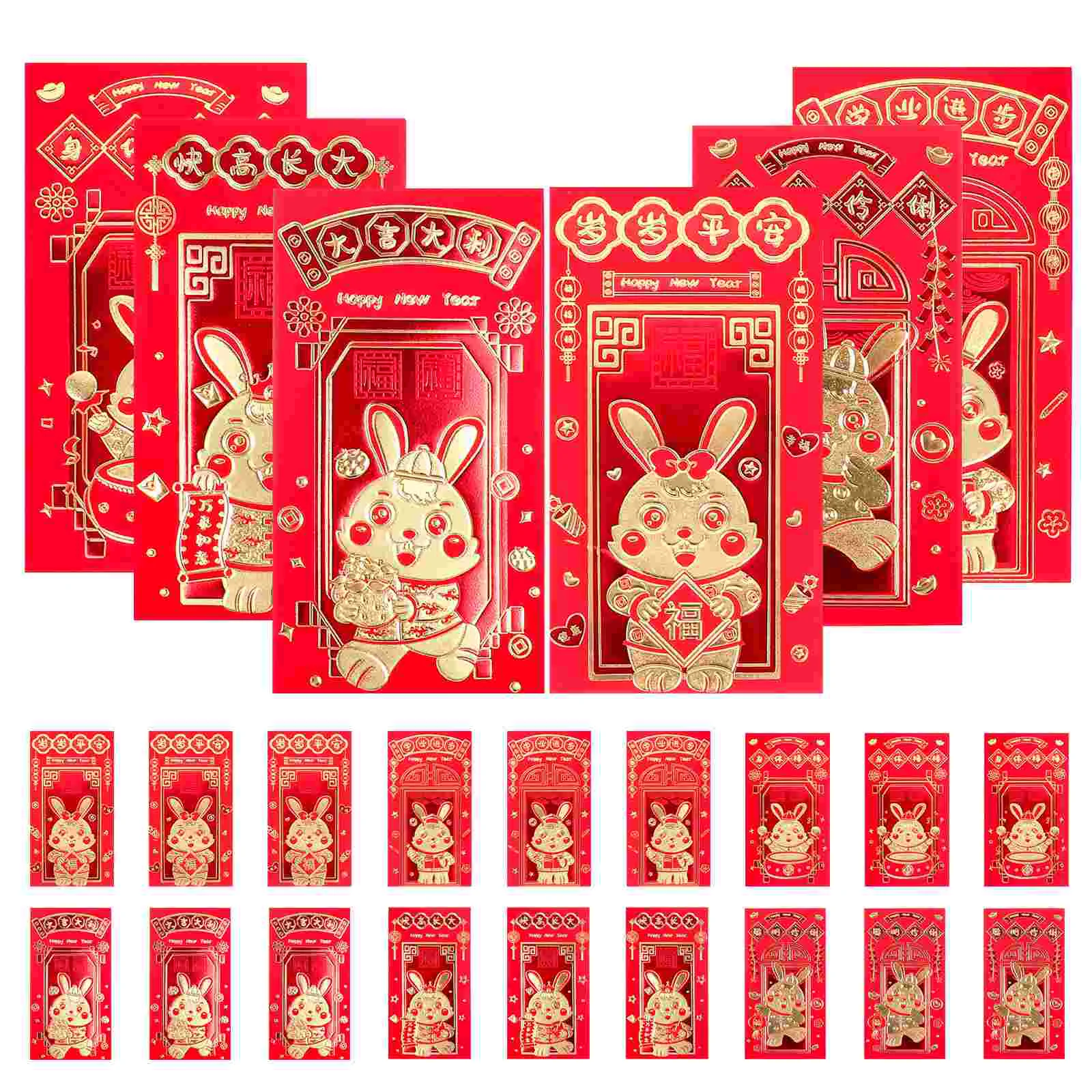 

Китайские конверты на красный год, конверты, деньги, новый пакет, кролик, карман техун Бао, пакеты на удачу с лунным зодиаком, кролик Foilspring