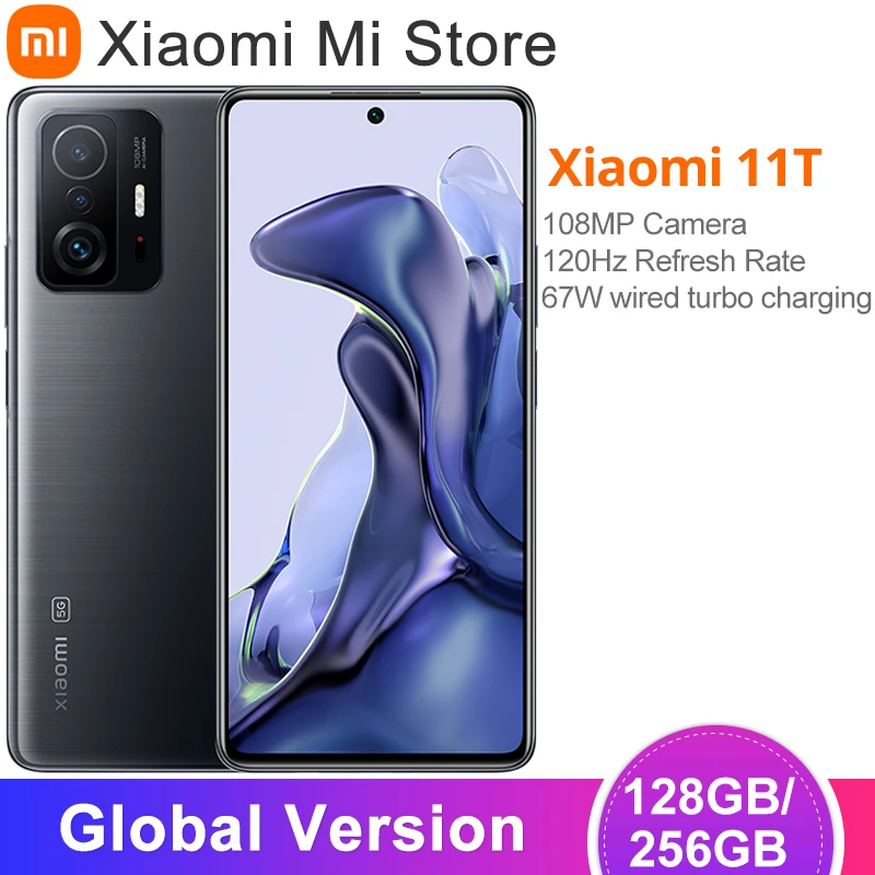Global Version Xiaomi 11T Cellphone 128GB ROM 8GB RAM Dimensity 1200-Ultra Octa Core 67W Fast Charging 108MP Rear Camera