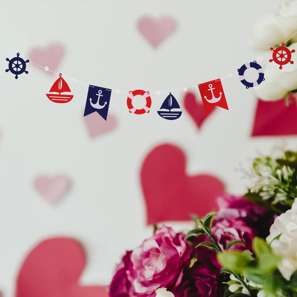 

Banner Nautical Party Decorations Garland Banners Theme Bunting Ocean Anchor Sailing Yacht Coastal Door Cruise Rudder Ornaments