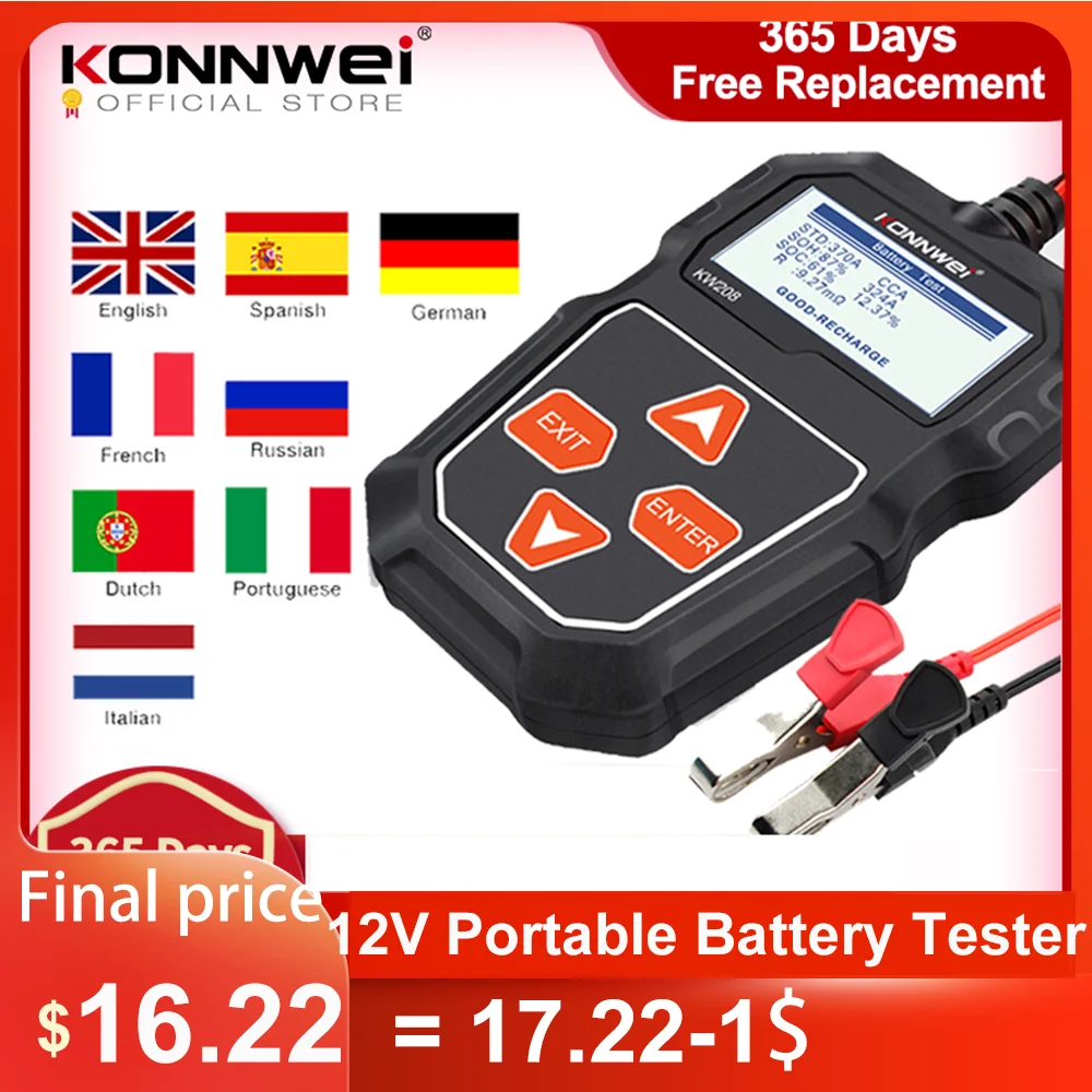 	KONNWEI KW208 Car Battery Test	