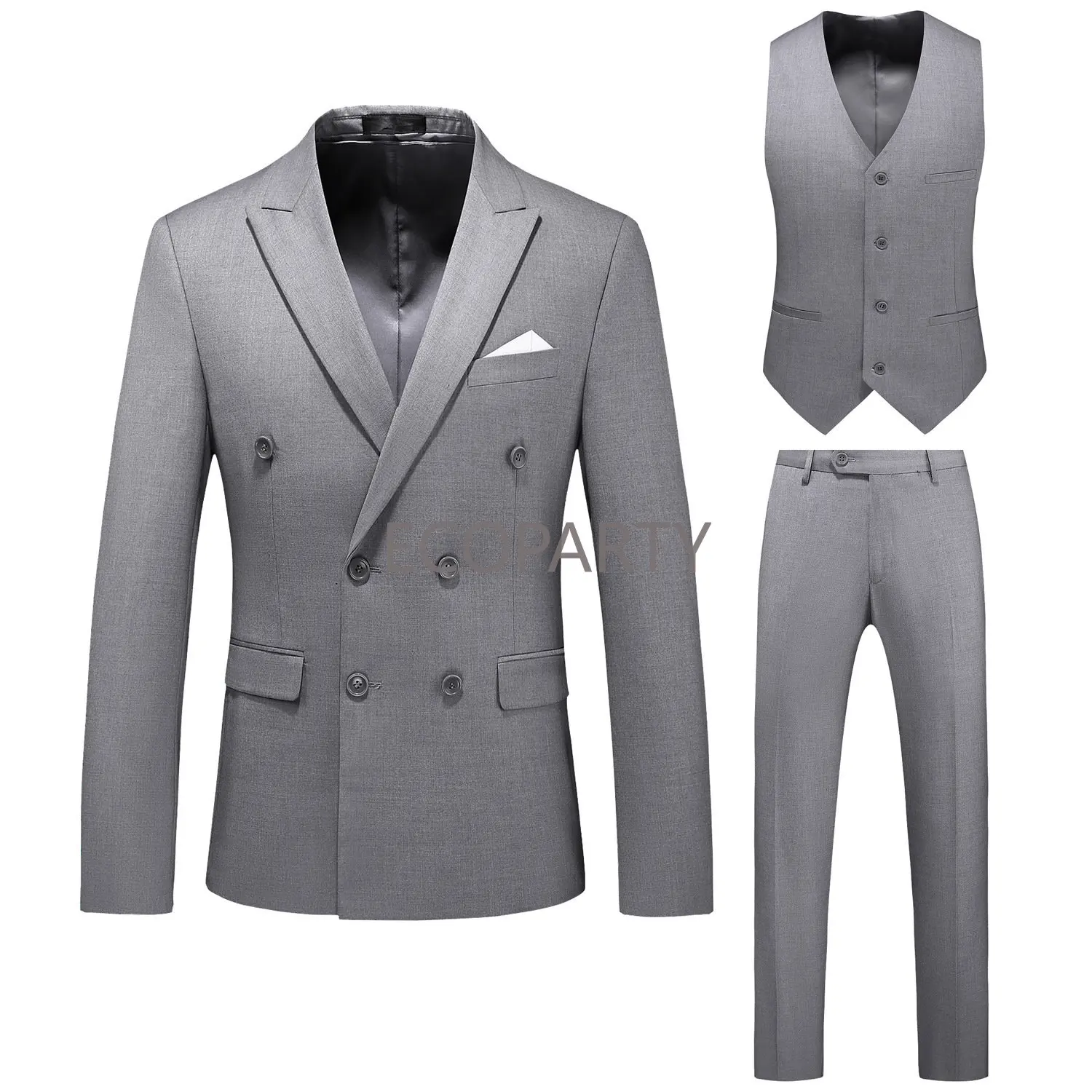 

25 Men's Suit Formal 3 Pieces Regular Fit Shawl Lapel Solid Prom Tuxedos Wedding Groomsmen (Blazer+Vest+Pants) Traje Hombre