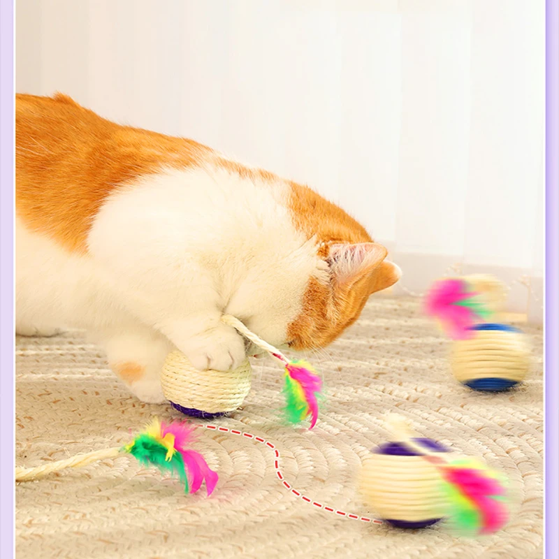 

Cat Toy Cat Sisal Scratching Ball Training Interactive Toy for Kitten Pet Cat Supplies Feather Toy Cat Toys Interactive New