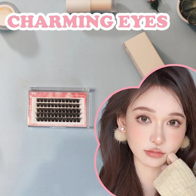 Накладные ресницы одинарные кластерные сегментированные 5-рядные с тонкими